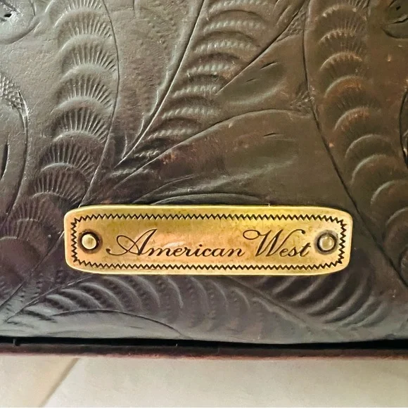 American West Vintage Leather Handbag Tooled Leather/ Animal Print Hair On/Studs - Picture 6 of 15